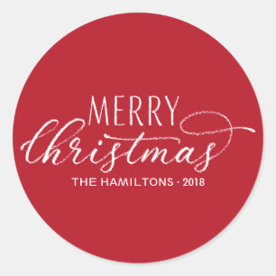 Merry Christmas Stickers Modern Rood Wit Lettered