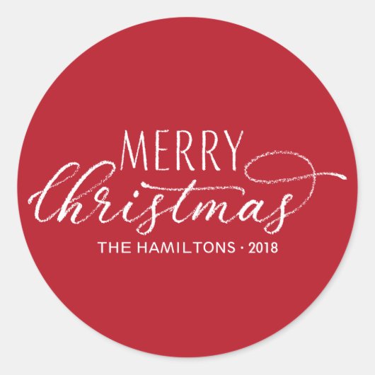 Merry Christmas Stickers Modern Rood Wit Lettered (Voorkant)