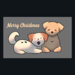 Merry Christmas stickers, puppy, dog Rechthoekige Sticker<br><div class="desc">Merry Christmas stickers,  puppy’s,  puppy,  dog. ZuujeArt by GH</div>