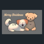 Merry Christmas stickers, puppy, dog Rechthoekige Sticker<br><div class="desc">Merry Christmas stickers,  puppy’s,  puppy,  dog. ZuujeArt by GH</div>