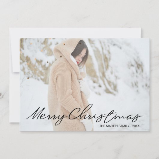 Merry Christmas  Stippen Foto en naam toevoegen Feestdagenkaart (Voorkant)