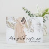 Merry Christmas  Stippen Foto en naam toevoegen Feestdagenkaart (Staand voorkant)
