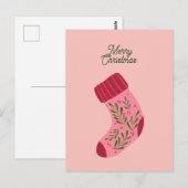 Merry Christmas Stocking Briefkaart (Voorkant / Achterkant)
