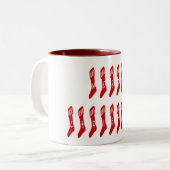 Merry Christmas Stocking Typography Quote Tweekleurige Koffiemok (Voorkant links)