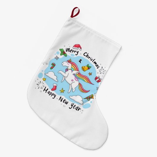 Merry Christmas Stocking, Unicorn Grote Kerstsok (Voorkant (Hangend))