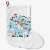 Merry Christmas Stocking, Unicorn Grote Kerstsok (Voorkant)
