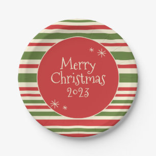  Merry Christmas Stripes Schattige Retro Papieren Bordje