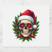 Merry Christmas Sugar Skull Santa Hat Family Xmas  Sparkling Wijnetiket (Enkel label)