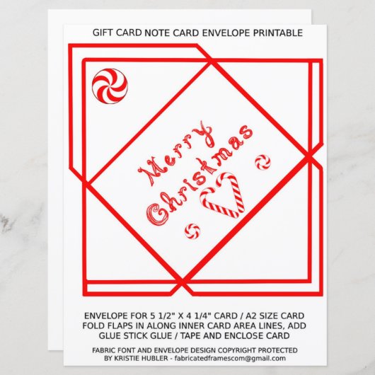 Merry Christmas Swirl Gift Card A2 Envelope paper (Voorkant / Achterkant)