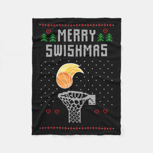 Merry Christmas Swishmas Basketball Xmas Gift Ugly Fleece Deken (Voorkant)
