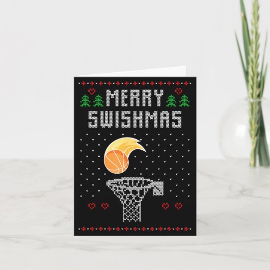 Merry Christmas Swishmas Basketball Xmas Gift Ugly Kaart (Voorkant)