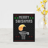 Merry Christmas Swishmas Basketball Xmas Gift Ugly Kaart (Gele Bloem)
