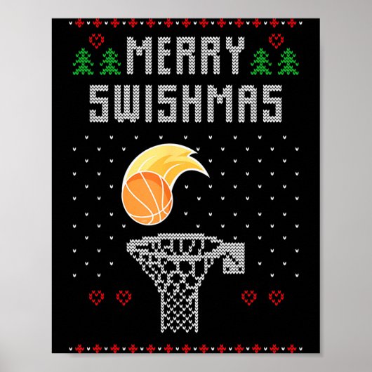 Merry Christmas Swishmas Basketball Xmas Gift Ugly Poster (Voorkant)