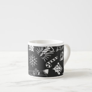 Merry Christmas Symbols Zwarte Espresso Koffie Mok