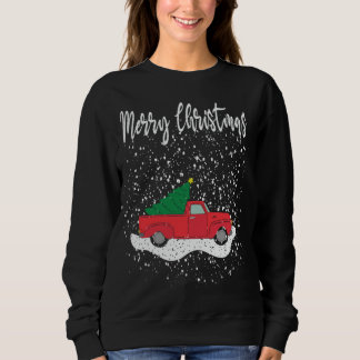 Merry Christmas T-shirt Red Truck Christmas Tree S