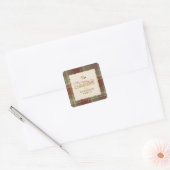 Merry Christmas Tartan Border ID1141A Vierkante Sticker (Envelop)
