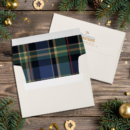Merry Christmas Tartan Ivory Blauw Groen ID1141B Envelop