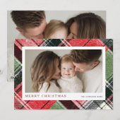 Merry Christmas Tartan Plaid Background Feestdagenkaart (Voorkant / Achterkant)