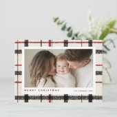 Merry Christmas Tartan Plaid Background Feestdagenkaart (Staand voorkant)