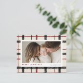 Merry Christmas Tartan Plaid Background Feestdagenkaart (Staand voorkant)