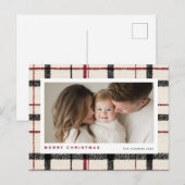 Merry Christmas Tartan Plaid Background Feestdagenkaart (Voorkant / Achterkant)