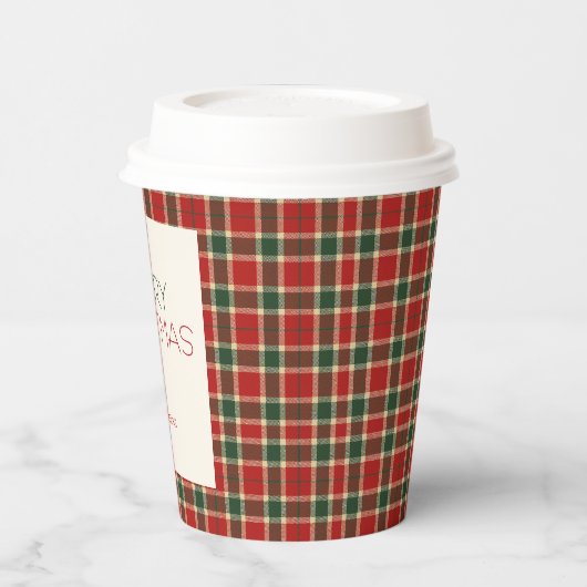 Merry Christmas Tartan Plaid Custom Papieren Bekers (Links)