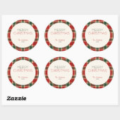 Merry Christmas Tartan Plaid Custom Ronde Sticker (Vel)