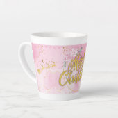 Merry Christmas Tasse - Gold & Rosa Design Latte Mok (Linkerhoek)