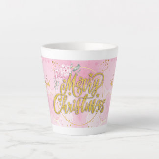 Merry Christmas Tasse - Gold & Rosa Design Latte Mok