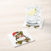 "MERRY CHRISTMAS" TEDDY BEAR KARTONNEN ONDERZETTERS (Insitu)