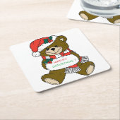 "MERRY CHRISTMAS" TEDDY BEAR KARTONNEN ONDERZETTERS (Schuin)