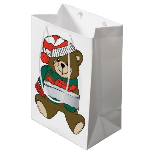 "MERRY CHRISTMAS" TEDDY BEAR MEDIUM CADEAUZAKJE (Voorkant Gekanteld)