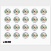 Merry Christmas Teddy Bear Snow Scene Name Ronde Sticker (Vel)