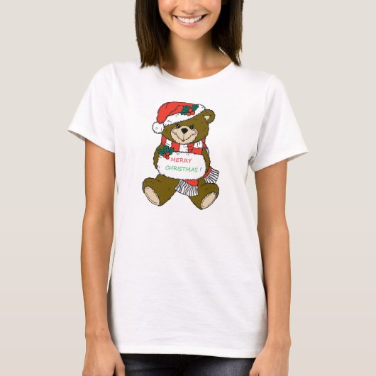 "MERRY CHRISTMAS" TEDDY BEAR T-SHIRT (Voorkant)