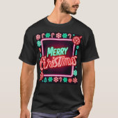 Merry Christmas 'Tekst Gloeiend in Rood, Groen T-shirt (Voorkant)