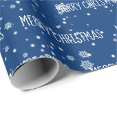 MERRY CHRISTMAS-tekst in sneeuwvlokken Cadeaupapier (Rol Hoek)