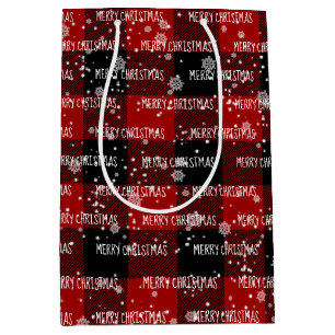 MERRY CHRISTMAS-tekst in sneeuwvlokken Medium Cadeauzakje