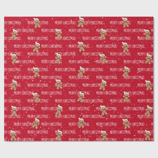 MERRY CHRISTMAS-tekst met Gingerbrood Man Cadeaupapier (Vlak)