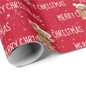 MERRY CHRISTMAS-tekst met Gingerbrood Man Cadeaupapier (Rol Hoek)