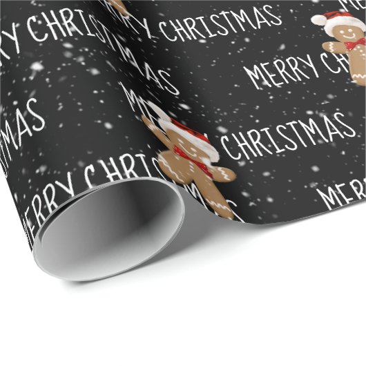 MERRY CHRISTMAS-tekst met Gingerbrood Man Cadeaupapier (Rol Hoek)