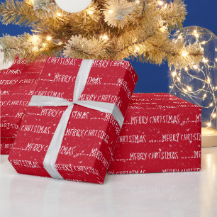 MERRY CHRISTMAS-tekst met sneeuwvlokken Cadeaupapier