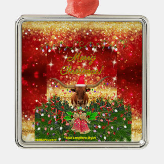 MERRY CHRISTMAS! Texas LongHorn Style! Metalen Ornament