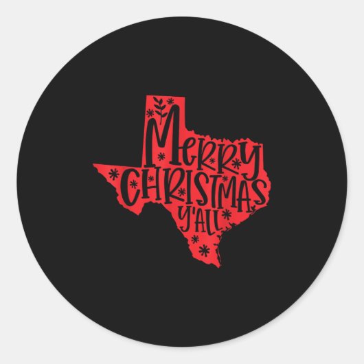 Merry Christmas Texas  Ronde Sticker (Voorkant)