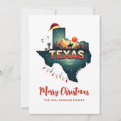 Merry Christmas Texas State Retro gepersonaliseerd Feestdagenkaart (Voorkant)