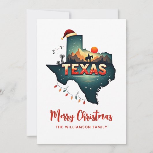 Merry Christmas Texas State Retro gepersonaliseerd Feestdagenkaart (Voorkant)