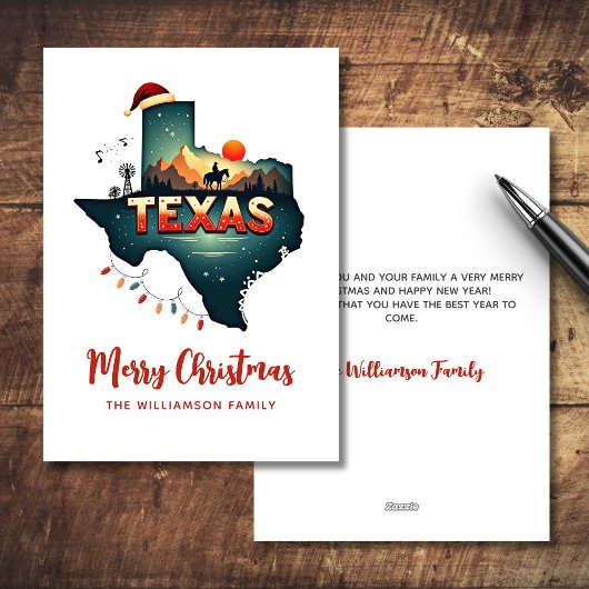 Merry Christmas Texas State Retro gepersonaliseerd Feestdagenkaart