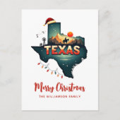 Merry Christmas Texas State Retro gepersonaliseerd Feestdagenkaart (Voorkant)