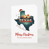 Merry Christmas Texas State Retro gepersonaliseerd Kaart (Voorkant)