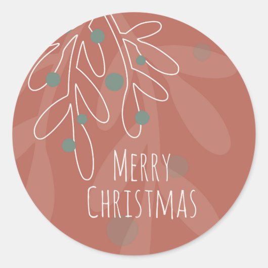 Merry Christmas text in wine red floral Ronde Sticker (Voorkant)