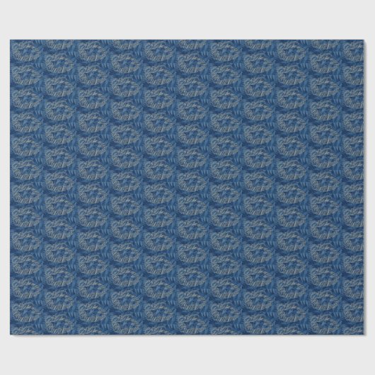 Merry Christmas Text on Blue Wrapping Paper Cadeaupapier (Vlak)